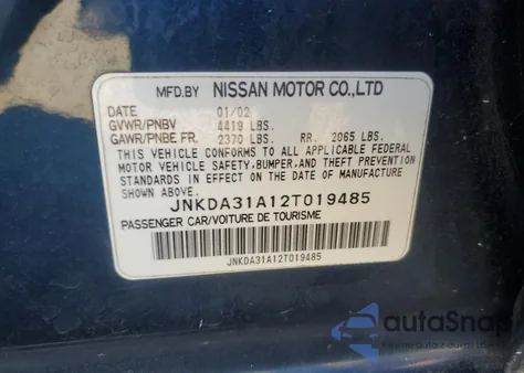 2002 Infiniti I35 z USA, uszkodzony, nr VIN JNKDA31A12T019485